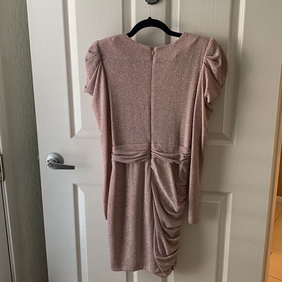 Aqua Metallic Faux Wrap Dress - Picture 6 of 6